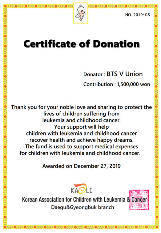 Certificate of Donation